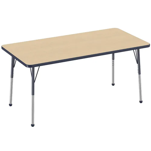 Vista 198 de FDP - Mesa rectangular para actividades escolares y de oficina (24 x 36 pulgadas), patas estándar con deslizadores giratorios, altura ajustable