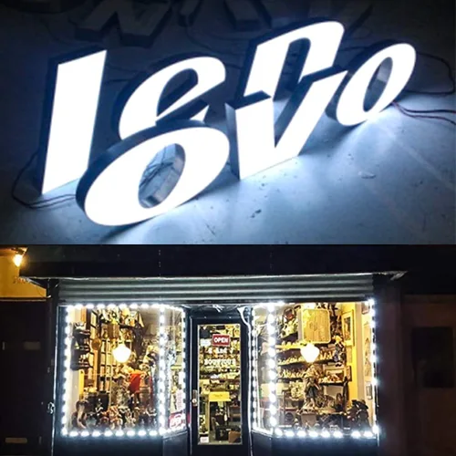 Vista 5 de Lulin 100 tiras de luces LED impermeables superbrillantes, color blanco, 53 pies CC 12 V 3 módulos LED blanco para letreros publicitarios con cinta