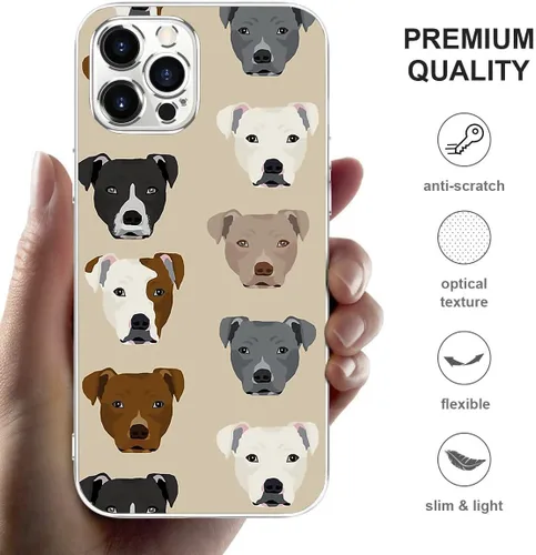 Vista 2 de Funda compatible con iPhone 13 Pro, lindo perro Pitbull, divertido logotipo de perro, funda transparente de TPU suave a prueba de golpes, delgada