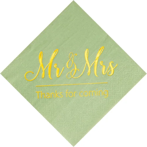 Vista 11 de Crisky Servilletas de boda Mr Mrs Bule - Servilletas doradas de postre para boda, ducha, compromiso, fiestas, 100 unidades, 3 capas