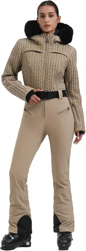 Vista 72 de GSOU SNOW Traje de esquí para mujer, traje de nieve delgado de una pieza, chaqueta de nieve, impermeable, resistente al viento, deportes al aire