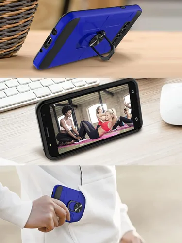 Vista 8 de Jeylly Galaxy J7 - Funda con soporte, color azul Compatible with Magnetic Car Mount, 2 X Screen Protector included, Military Grade Impact