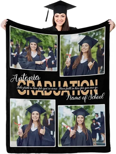Vista 17 de D-Story Manta de franela personalizada para mujer, regalos de graduados, regalo de graduación de secundaria, regalos de graduación personalizados
