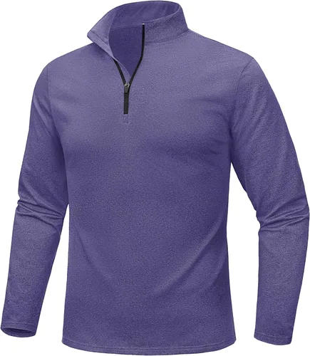 Vista 67 de MAGCOMSEN Sudadera de golf de manga larga con forro polar para hombre, con cremallera de 1/4, térmica, para correr