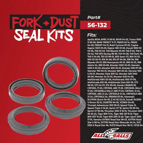 Vista 2 de All Balls Racing 56-133 Kit de retenes de horquilla y polvo compatible con/reemplazo para Aprilia, Buell, Caviga, Honda, Kawasaki, Suzuki