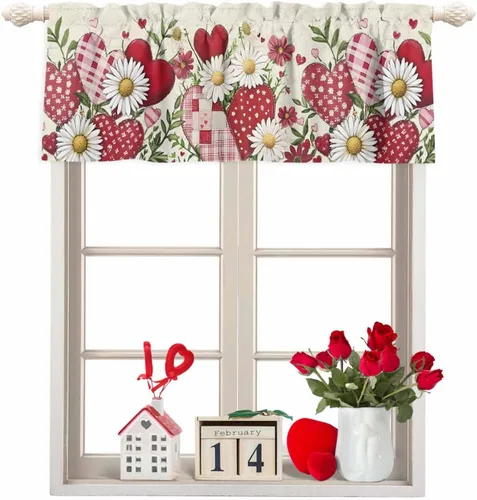 Vista 19 de Christmas Valances for Windows Kitchen Curtains Christmas Balls Bell Window Valance, Gold Star Snowflake Pine Needle Short Topper Window Curtain