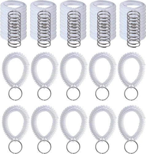 Vista 12 de Colorido llavero de bobina de muñeca pulsera en espiral llavero pulsera titular de la llave para piscina gimnasio identificación insignia