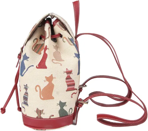 Vista 3 de Signare William Morris Strawberry Thief Tapestry Flap Buckle Pull String Mochila