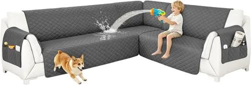 Vista 41 de Fundas para sofá modular, impermeables, 6 piezas, fundas de sofá en forma de L, lavables, antideslizantes, fundas para sofá seccional, suaves