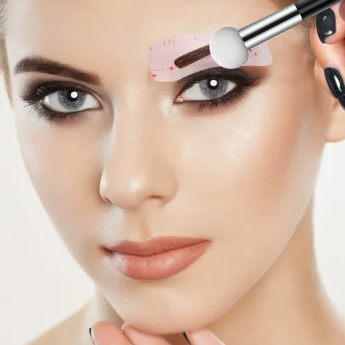 Vista 6 de 6 piezas de esponja de base para polvo, esponja de maquillaje con mango, esponjas de maquillaje de hongos, esponja correctora, cepillo de Negro