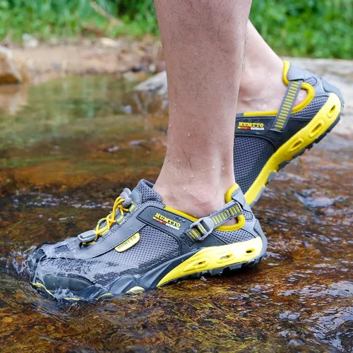 Vista 5 de HUMTTO Zapatos de agua para hombre y mujer, sandalias de senderismo anfibias, puntera cerrada, sandalias de secado rápido, ligeras, transpirables