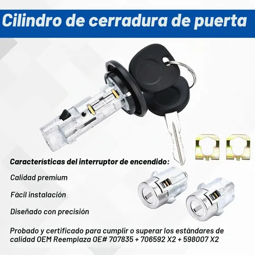 Vista 3 de Cilindro de bloqueo del interruptor de encendido compatible con Silverado Escalade 2003-2006