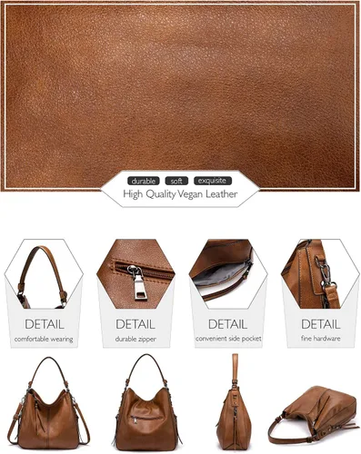 Vista 3 de Realer - Bolsa hobo para mujer grande cruzada al hombro