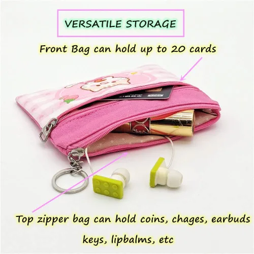 Vista 3 de Monedero de gato para niños y niñas, llavero de dibujos animados, monedero, bolsa de moneda, soporte para tarjetas de crédito kawaii, organizador