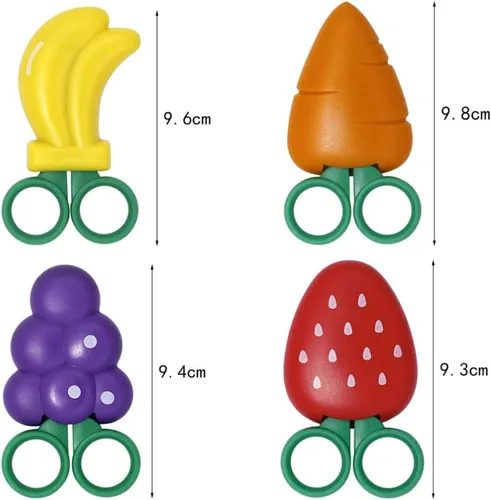 Vista 7 de Tijera de frutas en forma de fresa de seguridad de tijera de acero inoxidable para manualidades, bordado de punto de cruz, trabajo de arte