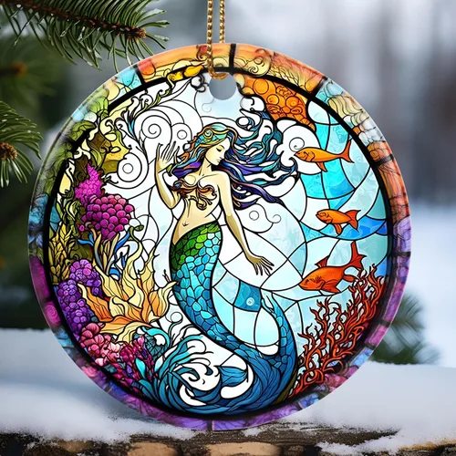 Vista 9 de Touber Adorno Navideño, Adorno de Navidad, Idea de Regalo de Vacaciones, Recuerdo Familiar, Cerámica Redonda, Intercambio de Regalos, Idea de Abeja