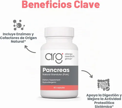 Vista 5 de ARG Pancreas Natural Glandular 425 mg Cerdo, 60 Cápsulas