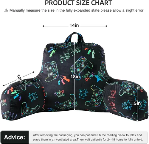 Vista 3 de Aimuan - Almohada de Respaldo para Niños para Jugar, Leer y Ver TV, Almohada de Cuña para Cama, Almohada de Respaldo con Brazos, Soporte de Espalda
