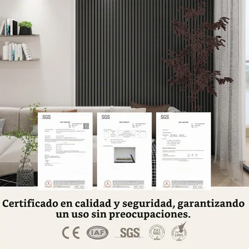 Vista 7 de Upick Paneles de pared de listones de madera acústica de MDF, 94.5 x 24 pulgadas, negro mate, paquete de 2