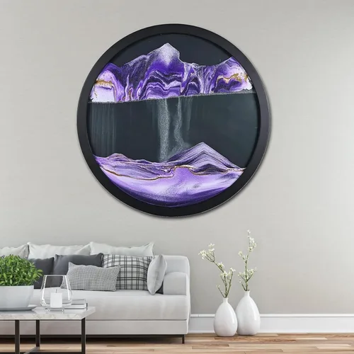 Vista 24 de Decoración artística de arena móvil de 17.3 pulgadas, pintura 3D giratoria de 360 grados, arte de pared de vidrio, decoración de sala de estar