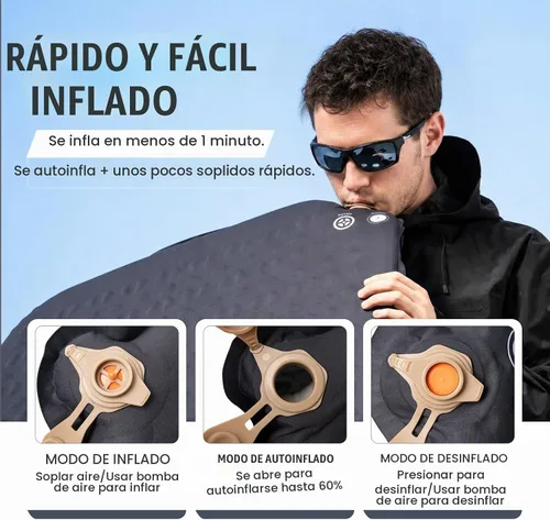 Vista 4 de ONETIGRIS Colchón de catre de camping Nightfall, cómoda almohadilla de dormir autoinflable para cuna, ligera, antideslizante, desinflación rápida