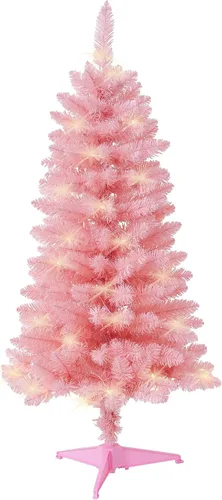Vista 6 de Árbol de Navidad artificial preiluminado de 3 pies, funciona con pilas, árbol de Navidad de escritorio con 50 LED, 160 puntas de rama, mini Azul-gris