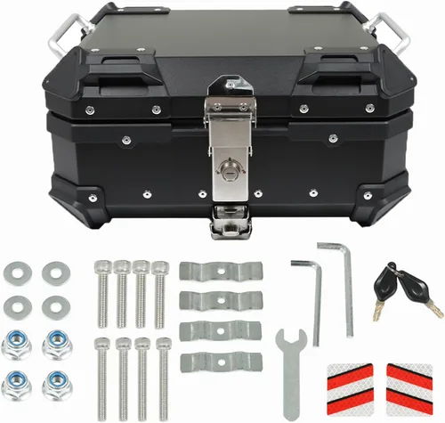 Vista 9 de labwork 55L Caja de Equipaje Superior para Motocicleta con Respaldo y Placa de Montaje, Aluminio Duro Resistente al Agua con Cerradura de Seguridad