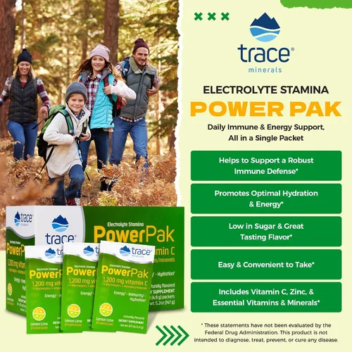 Vista 2 de Power Pak, suplemento dietario: electrolitos, stamina, minerales traza- Sin OMG, ESPP02, 30, Lemon Lime, 1, 1