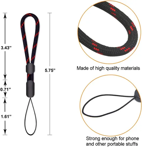 Vista 2 de Pluxen Cordón ajustable para el dedo, correa pequeña compatible con iPhone, funda para teléfono móvil, cámara, cartera, llavero