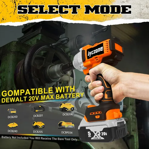 Vista 5 de Llave de impacto inalámbrica para batería Dewalt de 20 V, 1/2 pulgada, 590 pies-libras (800 N.m), pistola de impacto de alto par, destornillador