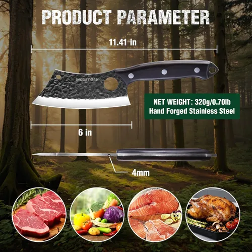 Vista 2 de Mossy Oak Cuchillo de carnicero forjado a mano