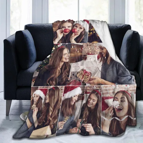 Vista 13 de Manta personalizada con fotos, texto, manta personalizada de collage de fotos, manta de franela personalizada, ropa de cama de cumpleaños, Navidad