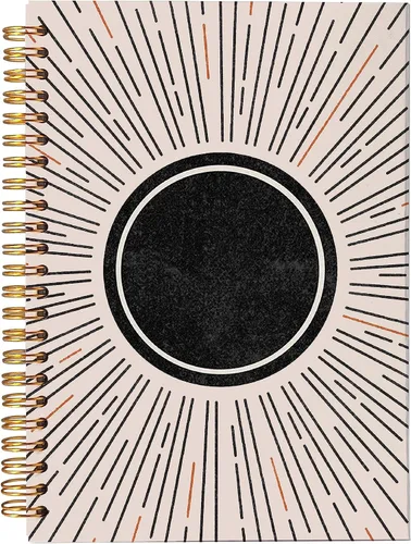 Vista 8 de VNWEK Cuaderno abstracto bohemio en espiral de 5.5 x 8.3 pulgadas, diseño bohemio de mediados de siglo, con tapa dura, para notas de trabajo
