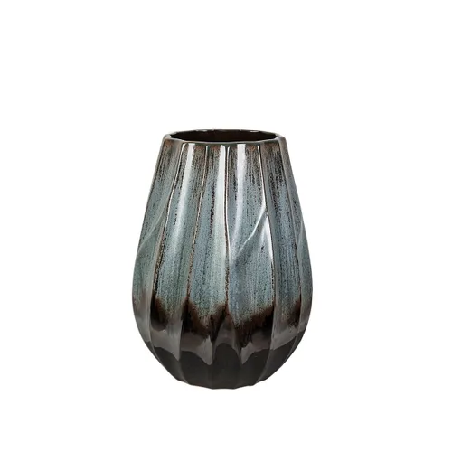 Vista 2 de Florero Romimex Azul Negro Cerámica