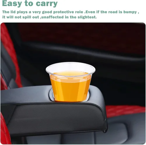 Vista 5 de 50 vasos de plástico transparente de 9 onzas con tapas de cúpula, tazas de postre, tazas de frutas con tapas, tazas transparentes de fiesta
