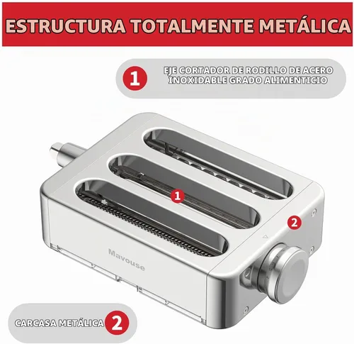 Vista 3 de Juego de accesorios para pasta totalmente de metal 3 en 1 para batidora de pie KitchenAid, incluye rodillo de lámina de pasta, cortador