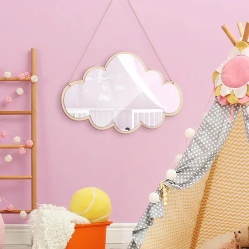 Vista 7 de FOMIYES Espejo de nube de madera: decoración de pared nórdica estilo para la habitación de los niños - Diseño ligero y seguro para dormitorio