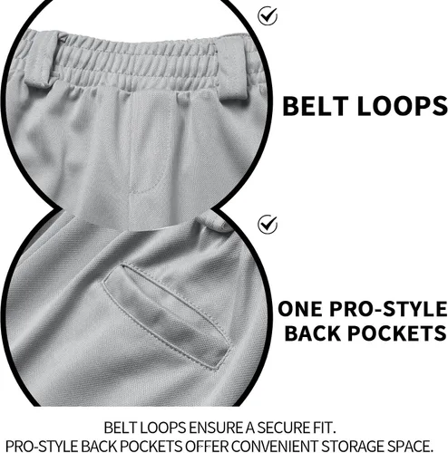 Vista 3 de QBK 2T3T4T5T - Pantalones de béisbol para niños pequeños, pantalones de sóftbol para niña, pantalones de béisbol para niños, pantalones de béisbol