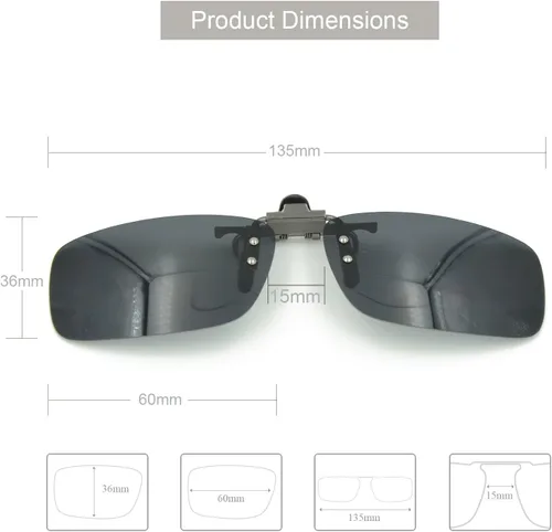 Vista 3 de Cycling Sport Polarized Clip-on Flip up Metal Clip Sunglasses Lenses Glasses Unbreakable Driving Fishing Outdoor