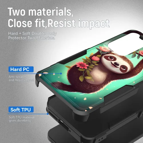 Vista 17 de Funda para Galaxy A14 5G, resistente de doble capa híbrida de policarbonato duro, goma suave, a prueba de golpes, funda protectora resistente