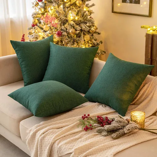 Vista 9 de MIULEE Paquete de 2 fundas de almohada decorativas para exteriores, impermeables, sólidas, de lino sintético, para jardín, granja, patio, tienda