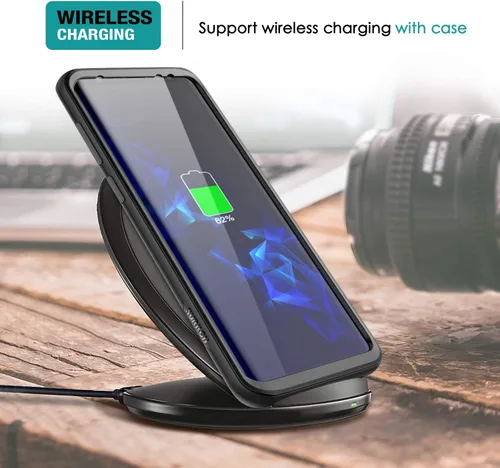 Vista 7 de SURITCH Funda para Samsung Galaxy S9, 【Protector de pantalla integrado】【Compatible con carga inalámbrica】Cubierta trasera resistente híbrida