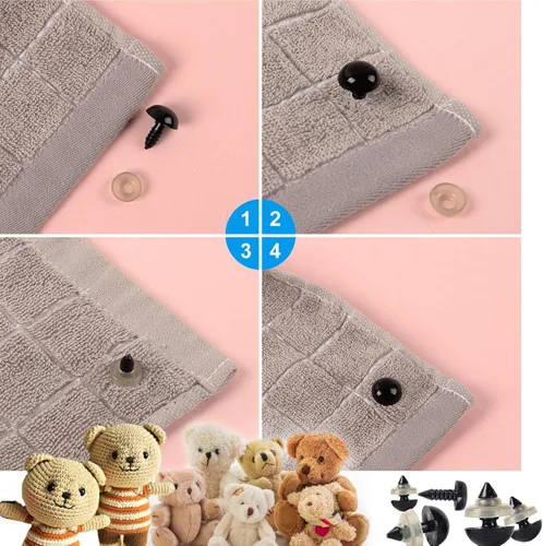 Vista 7 de Yexixsr 566 ojos de seguridad para Amigurumi, varios tamaños de ojos y narices de seguridad con arandelas, para oso de peluche, muñeco de peluche