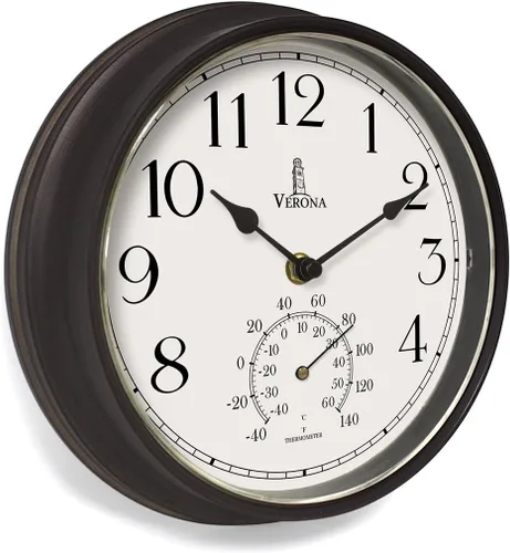 Vista 15 de Reloj pequeño para patio al aire libre, resistente al agua con termómetro