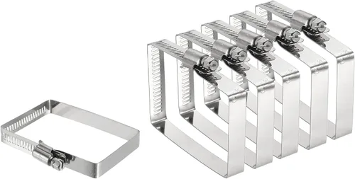 Vista 11 de uxcell 2 abrazaderas de manguera rectangulares de acero inoxidable 304, ajustables de 2 x 2 pulgadas, abrazaderas de tubo de conducto de engranaje
