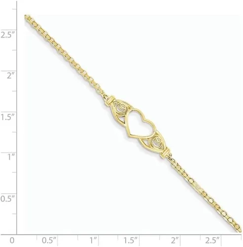 Vista 2 de Finejewelers 10 pulgadas oro amarillo 14k pulido corazón antiguo tobillo