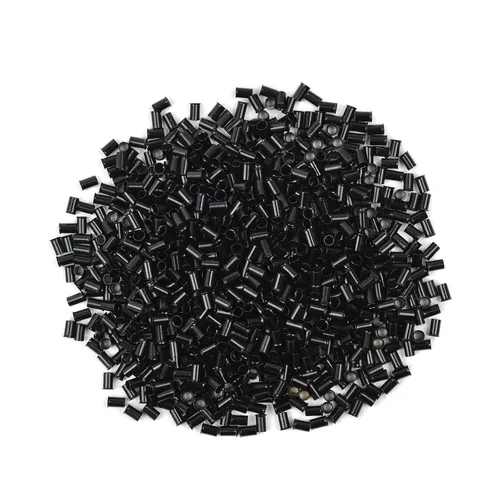 Vista 17 de 200 piezas de 0.134 in de microanillos de eslabones de cuentas de cobre sin silicona para extensiones de cabello (negro)