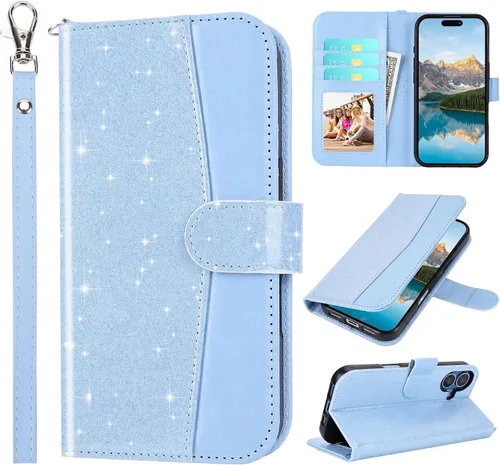 Vista 24 de ULAK Funda tipo billetera compatible con iPhone 15 para mujeres, funda tipo cartera con estampado floral de piel PU premium con porta tarjetas