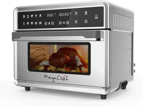 Vista 12 de Megachef Horno electrónico multifunción de 360 grados con tecnología de aire caliente, cromo plateado, capacidad de 25 litros