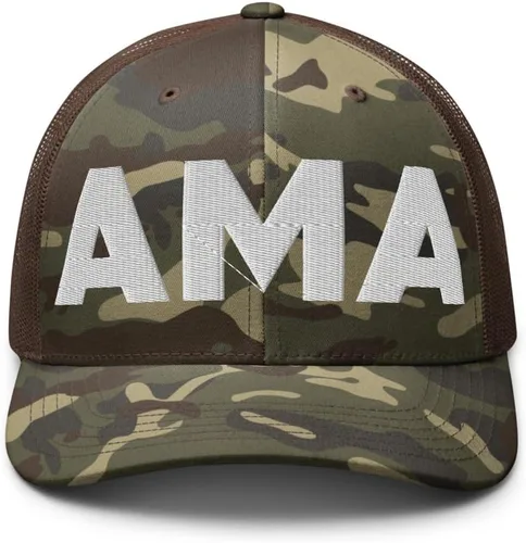 Vista 8 de Hogue WS LLC AMA Airport Hat (Embroidered Camouflage Trucker Cap) Flying to Amarillo Airport Gift